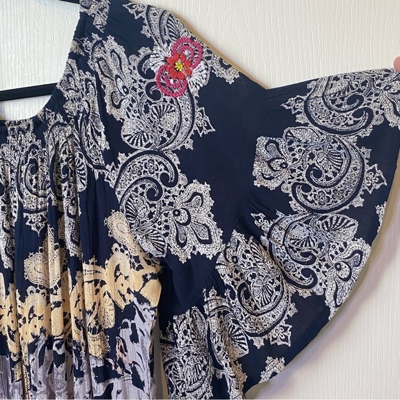 Raga Anthropologie Jolie Off Shoulder Ruffled Smocked Jumpsuit Medium NWT - Picture 7 of 13